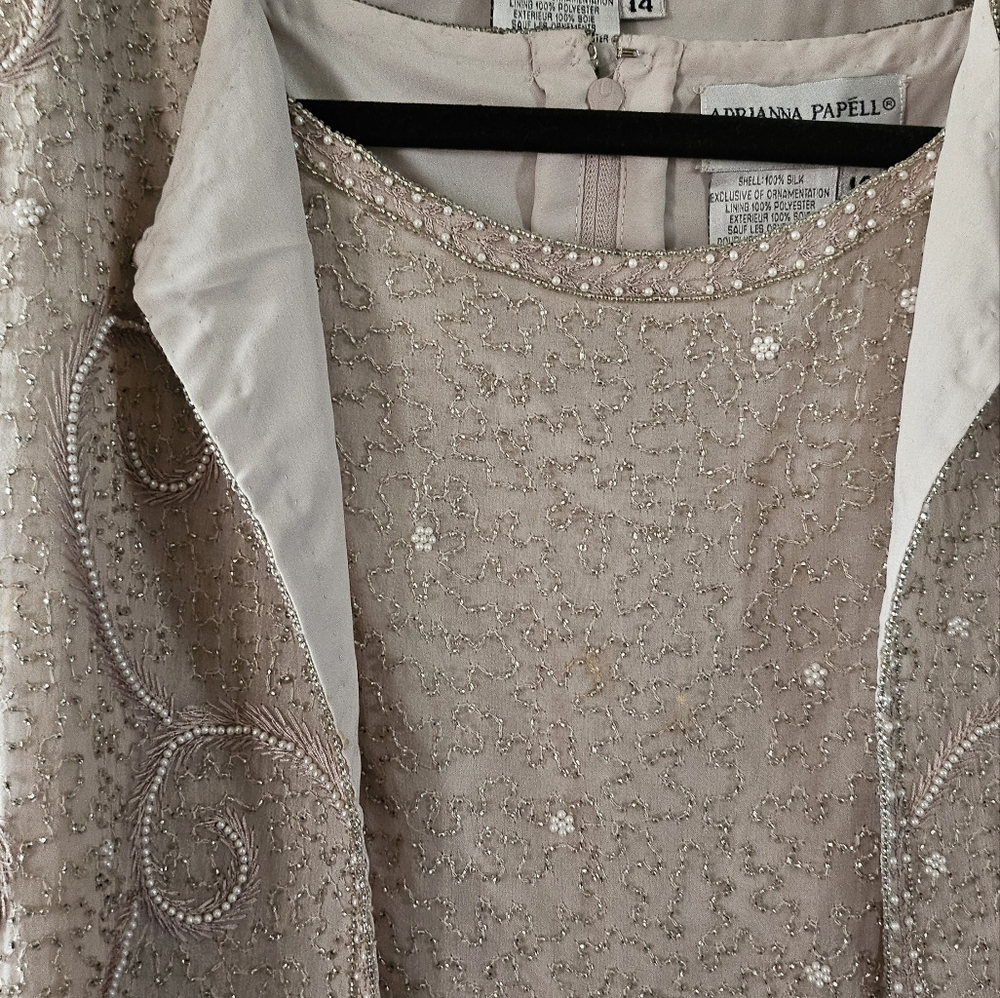 Adrianna Papèll pale pink beaded jacket with matching shell tank. Size 14 - Picture 2 of 10